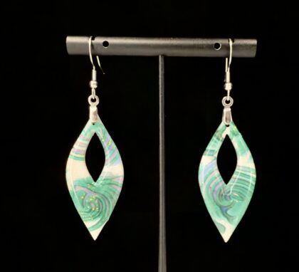 Stained Glass Mokume Gane Marquise Earrings