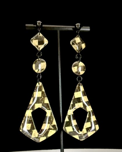 Checkmate The King Exaggerated Abstract Dangle Earrings