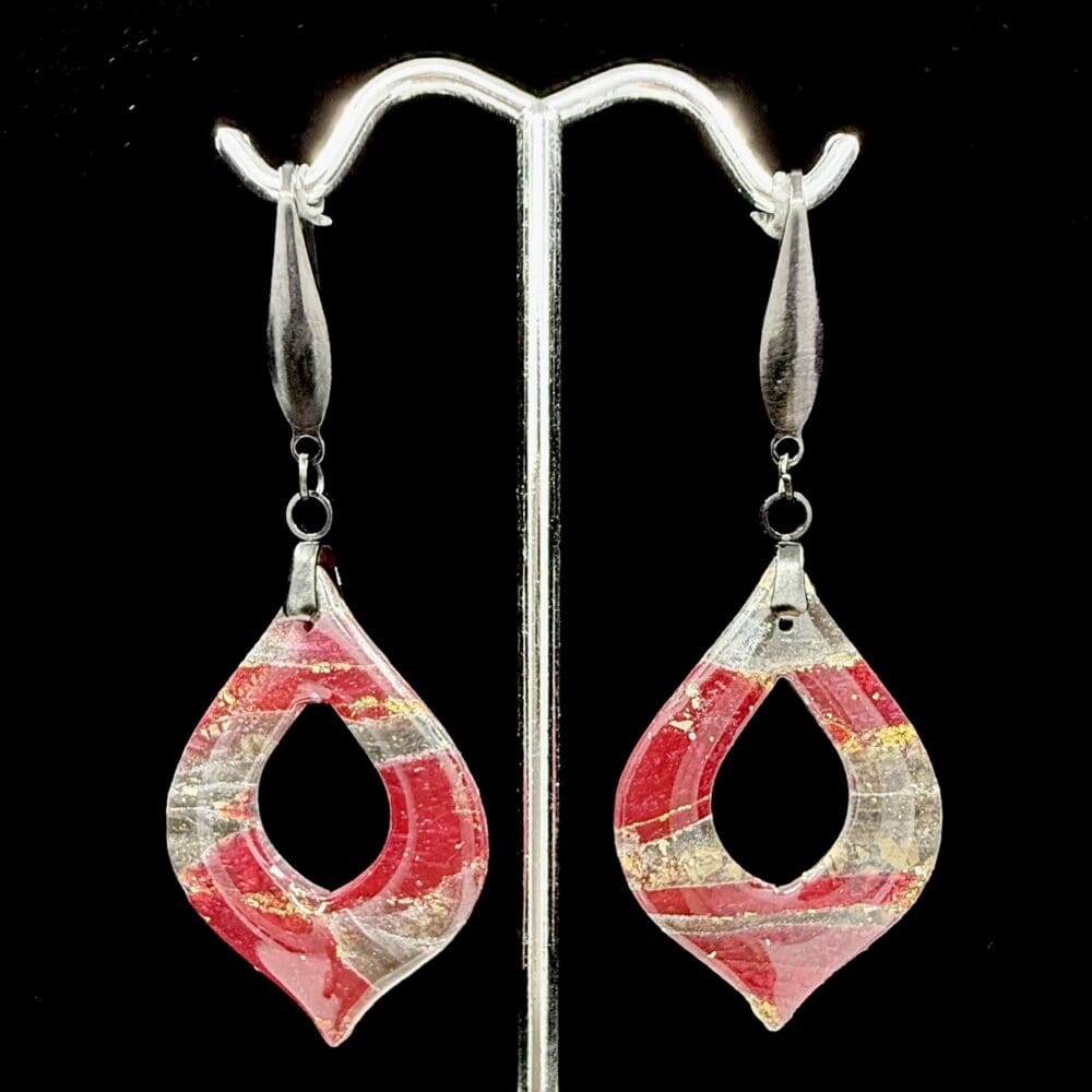 Bloodstone Noir Open Teardrop Marquise Earrings