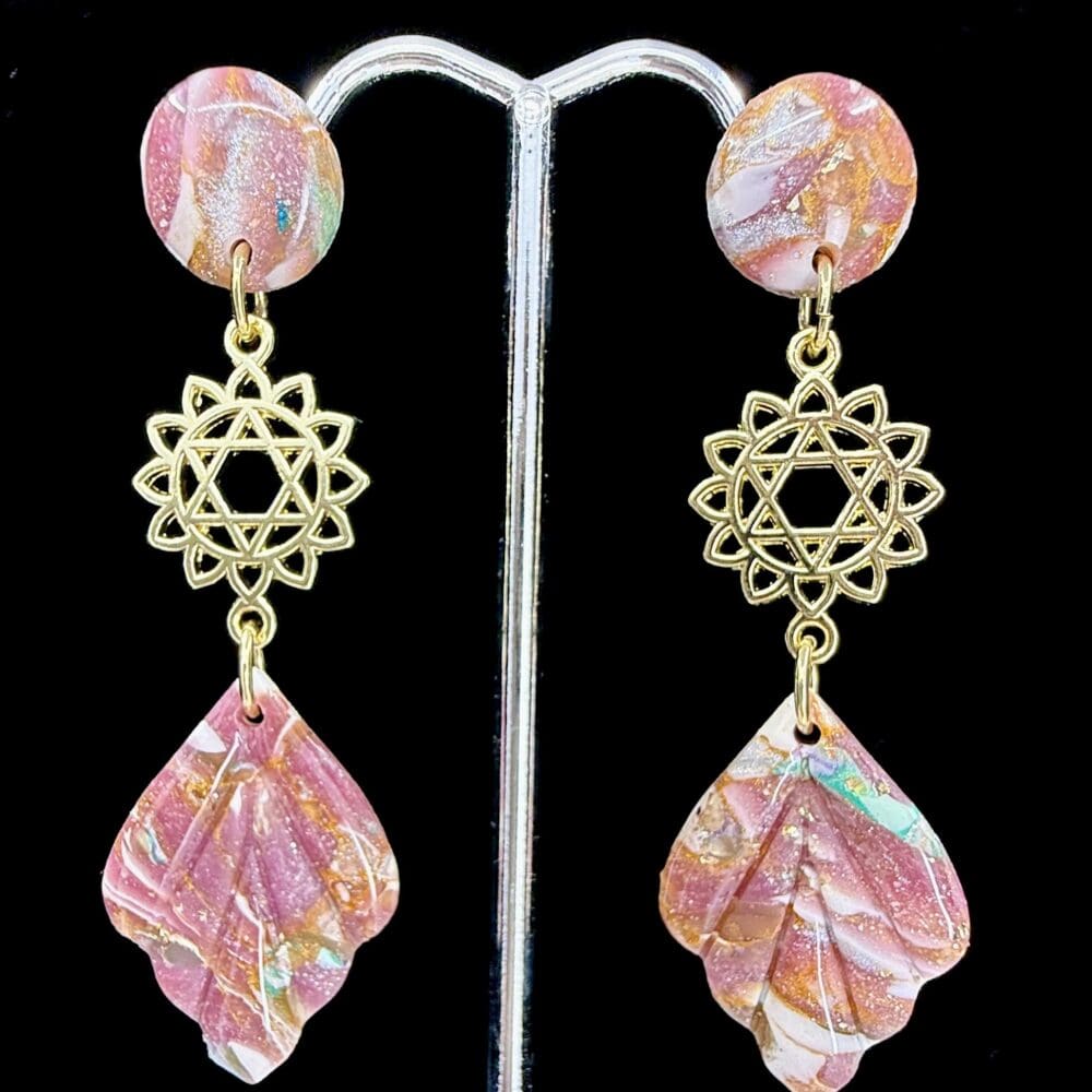 Rose Quartz Inspired Leaf Drop Earrings