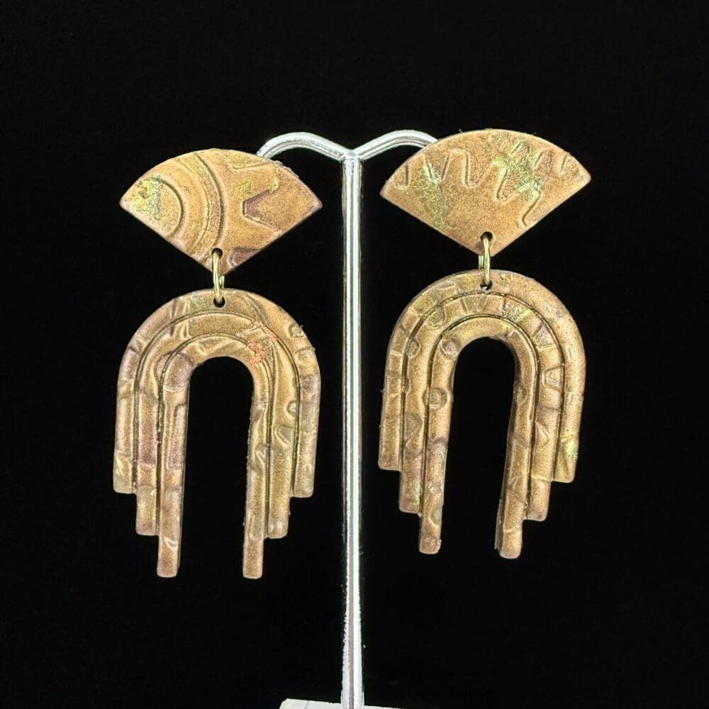 Industrial Punk Geo-Stacked Arch Earrings