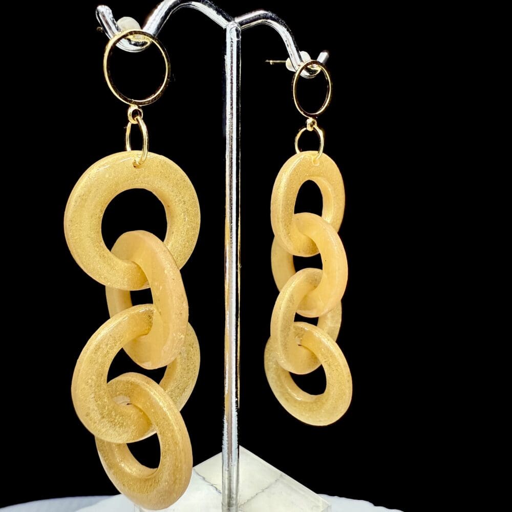 Linked Gold Hoop Dangle Earrings