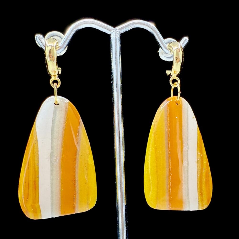 Deconstructed Candy Corn Stripe Tapered Trapezoid Earrings