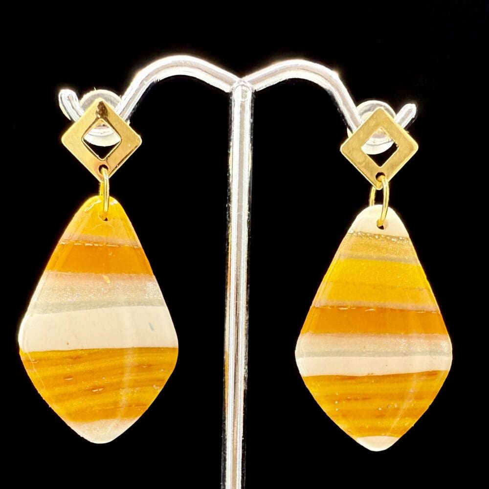 Deconstructed Candy Corn Small Stripe Teardrop Earrings