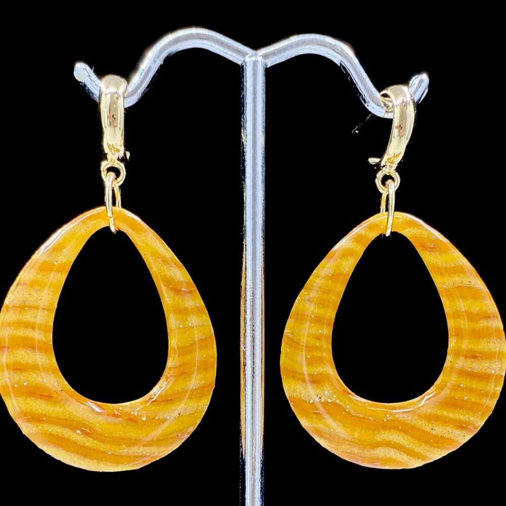 Deconstructed Candy Corn Teardrop Hoop Earrings