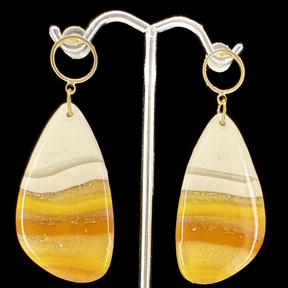 Deconstructed Candy Corn Stripe Teardrop Earrings