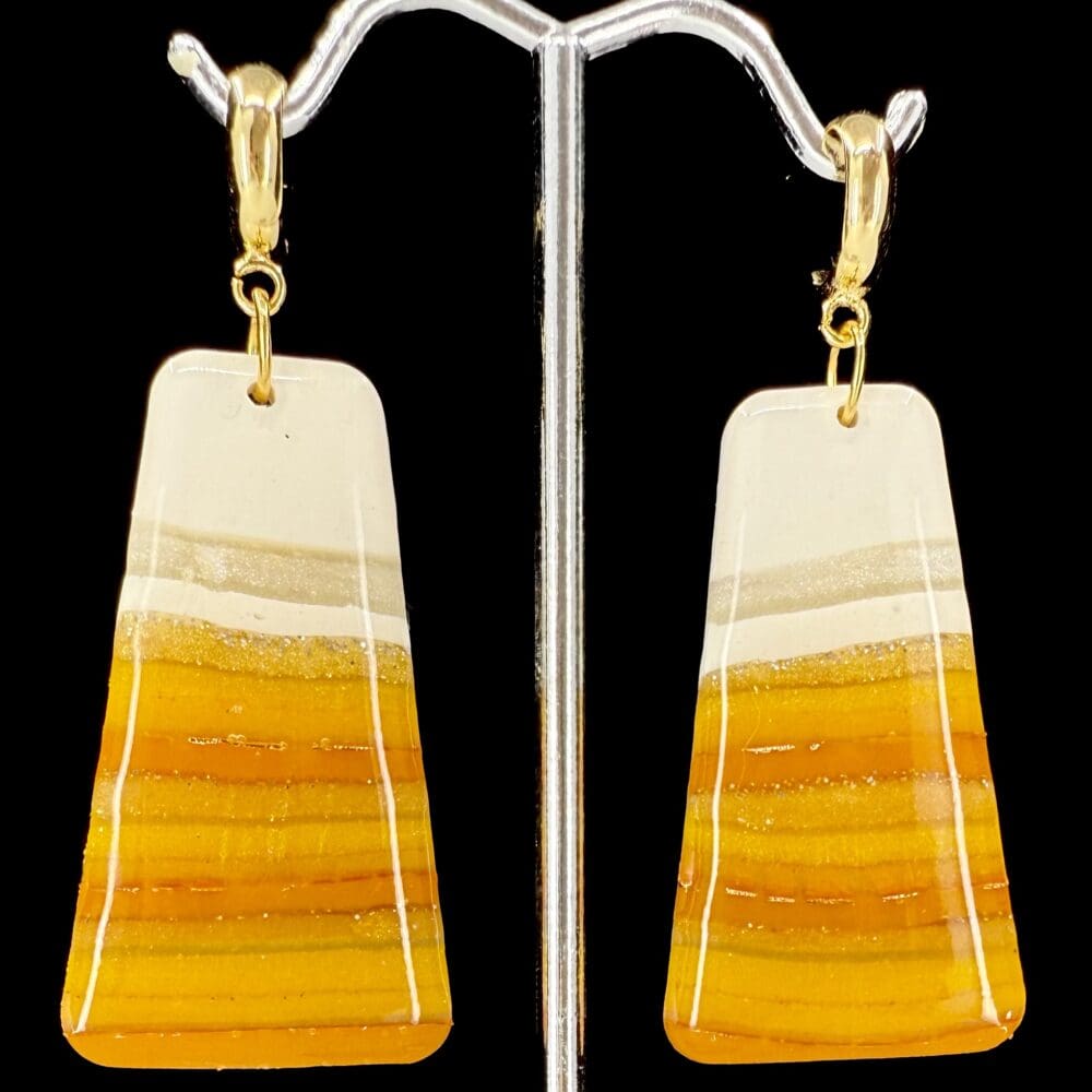 Deconstructed Candy Corn Elongated Trapezoid Earrings