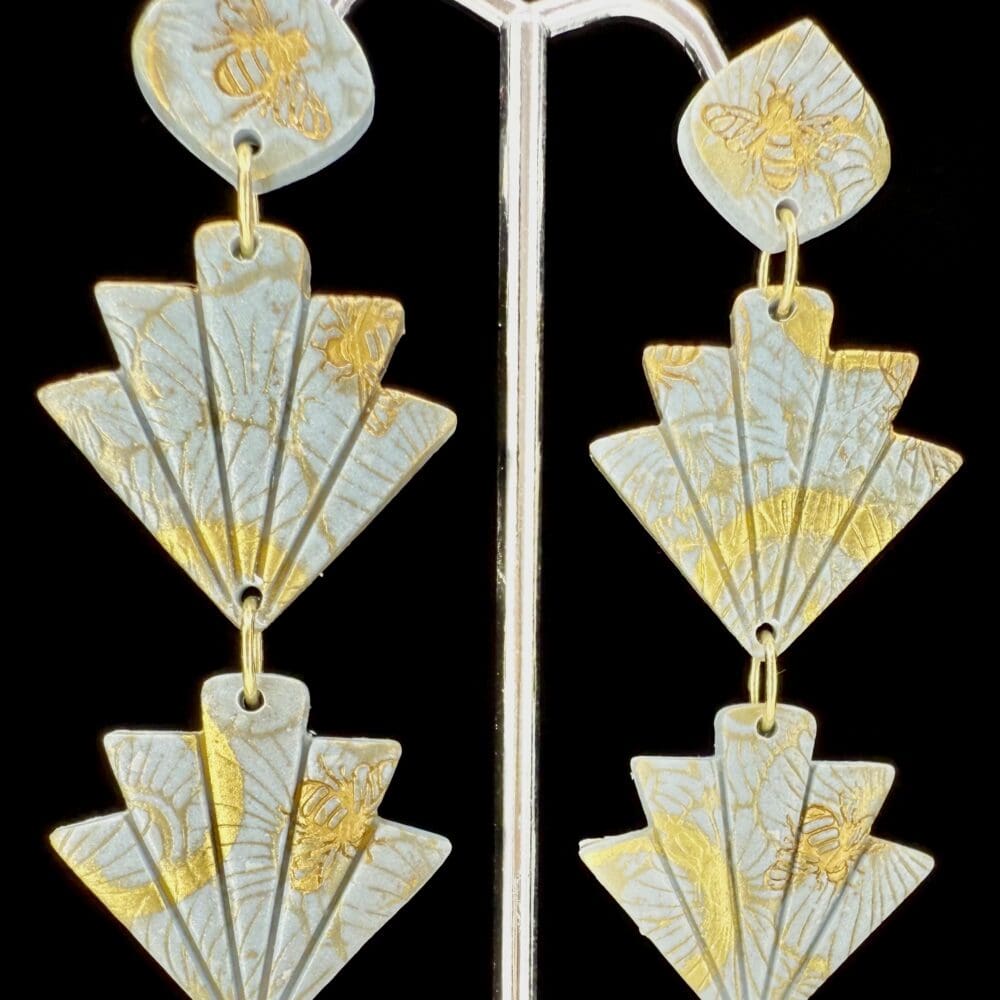 SkyBright Bee Double Fan Drop Earrings