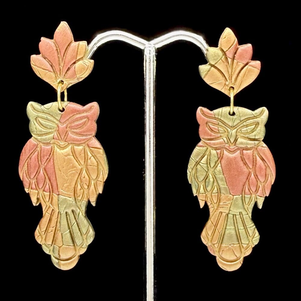 Autumn Quilted Owl Earrings