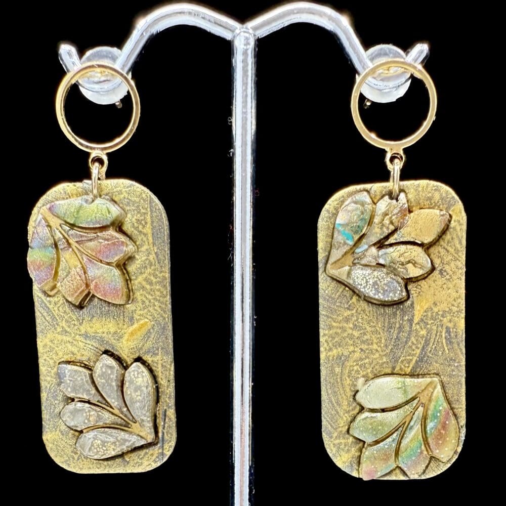 Autumn Harvest Leaves Rectangular Drop Earrings