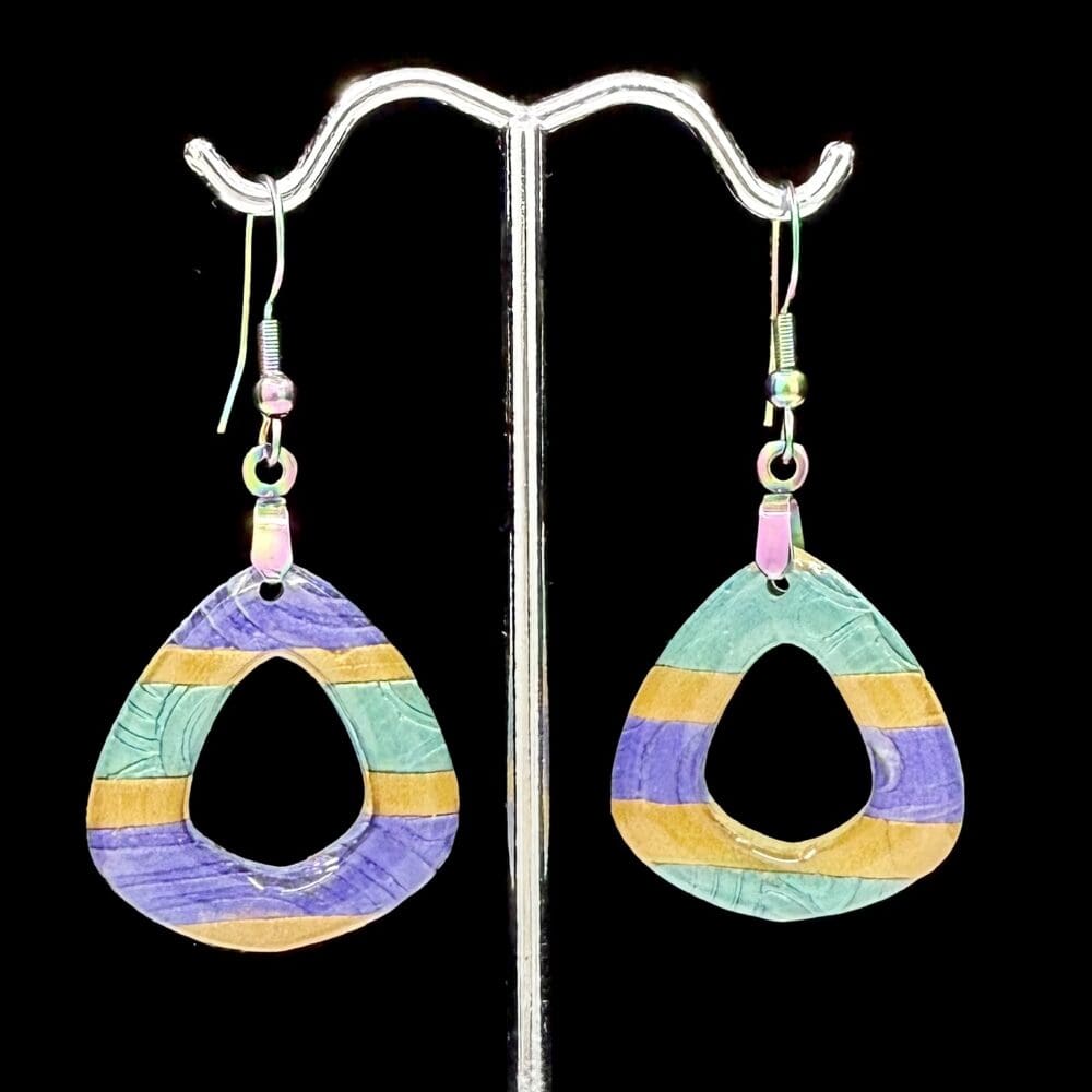 Velvet Stripe Open Triangle Earrings