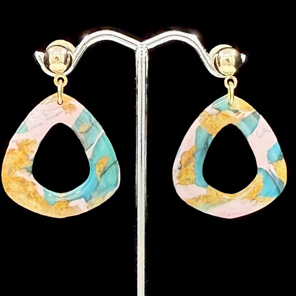 Cotton Candy Turquoise Open Triangle Drop Earrings