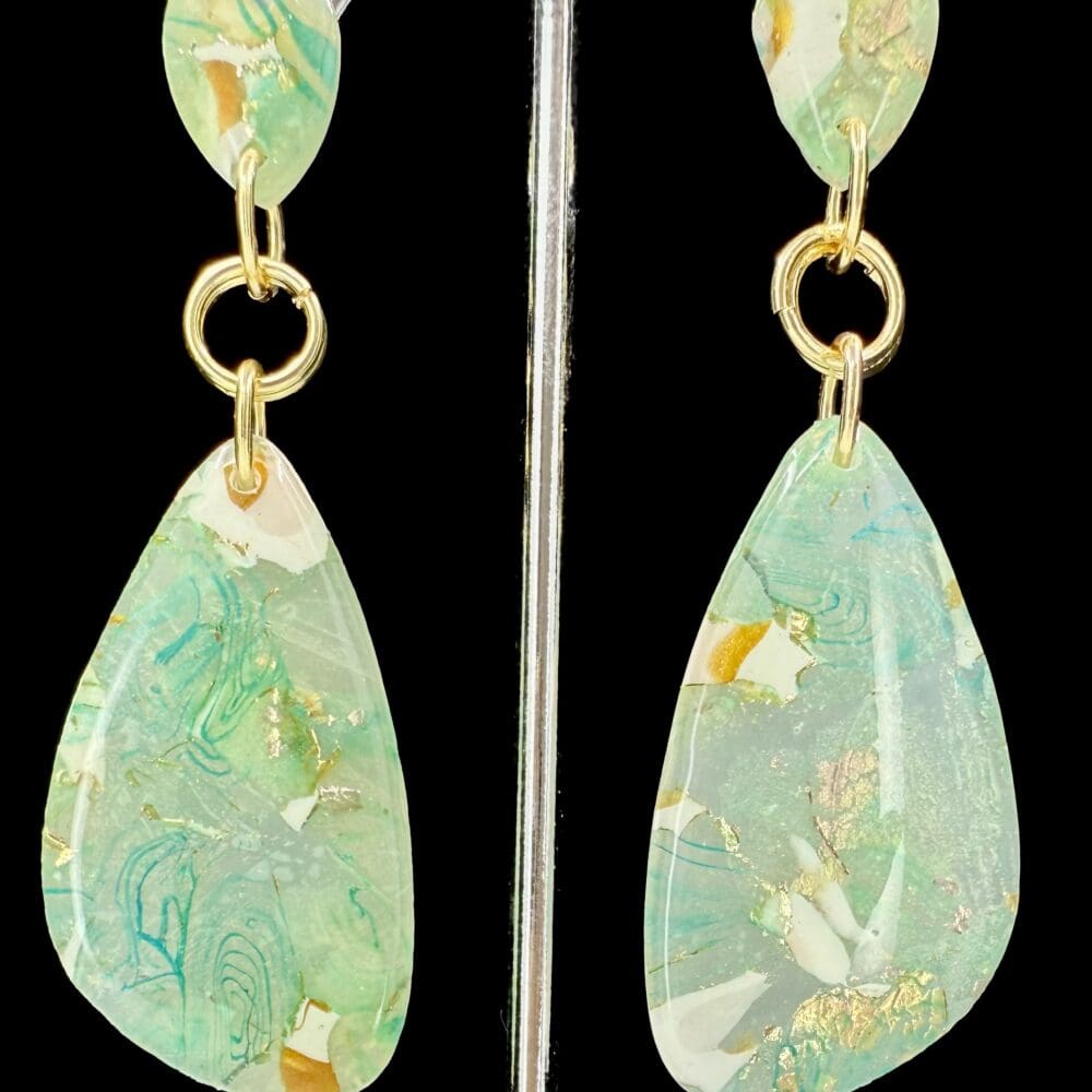 Moss Agate Shores Double Teardrop Dangle Earrings
