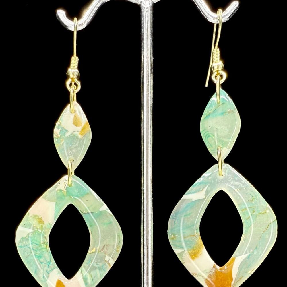 Moss Agate Shores Open Marquise Earrings