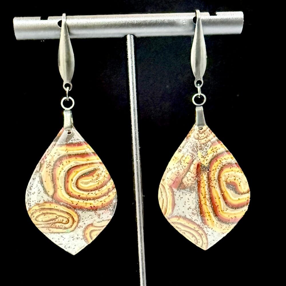 Eternal Burning Swirls Wide Teardrop Earrings