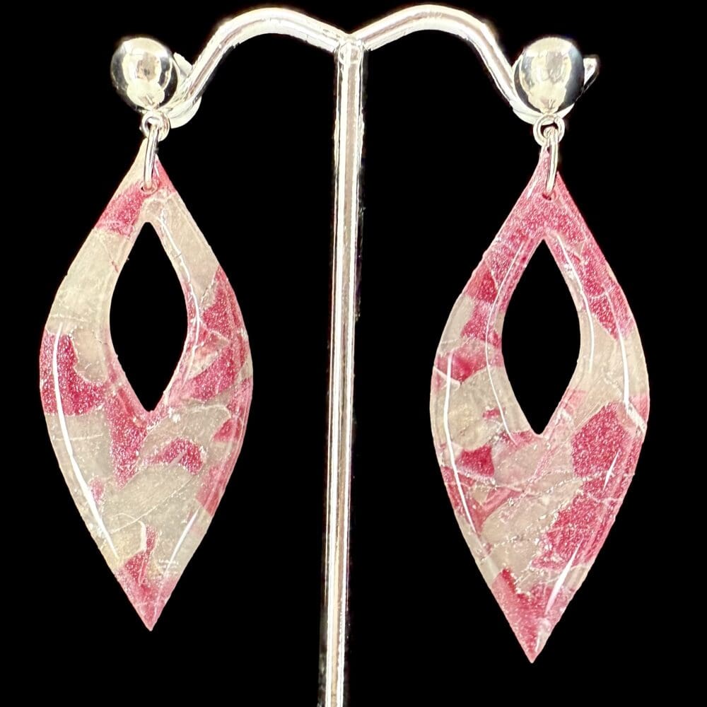 Rose Iced Opal Marquises Drop Earrings