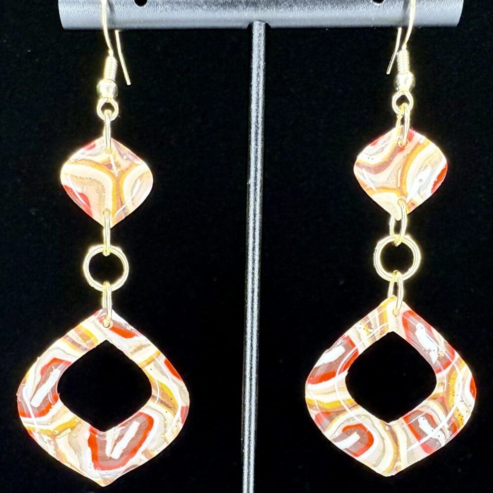 Caramel Apple Swirl Geo-Stacked Earrings