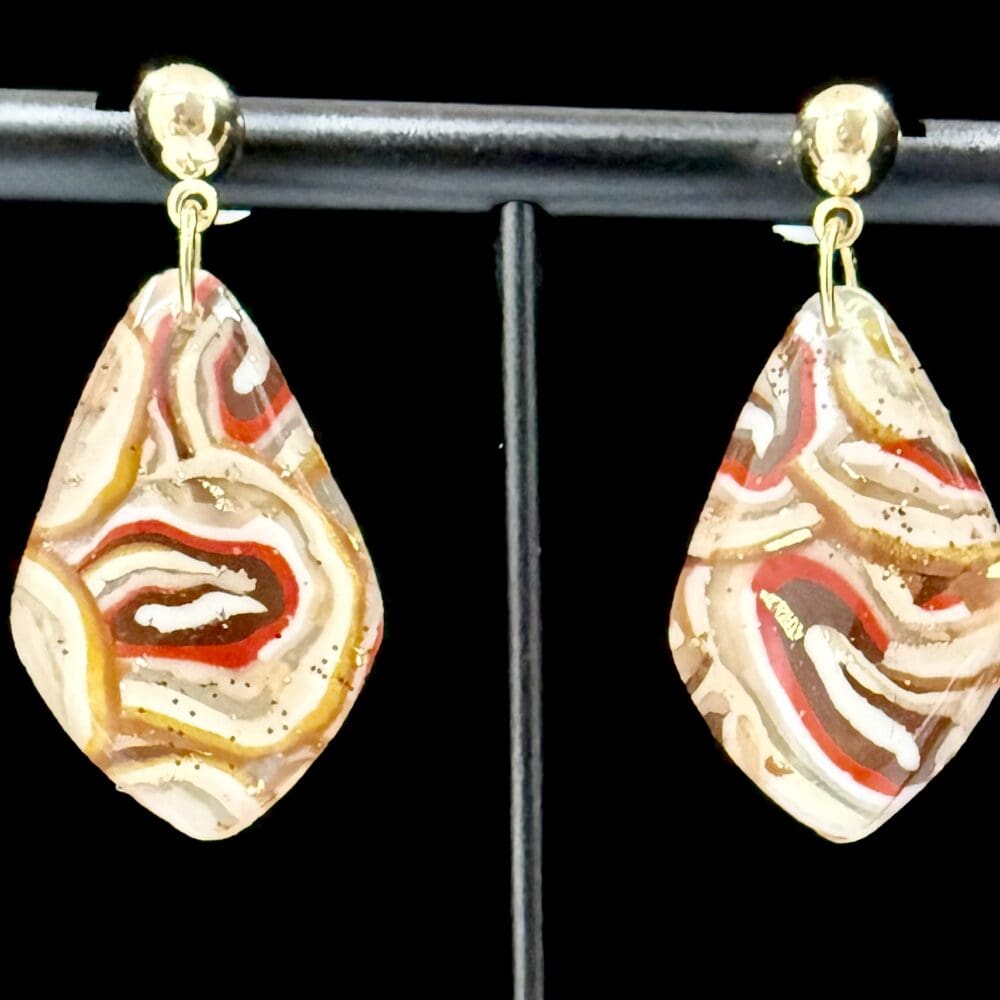 Caramel Apple Swirl Teardop Earrings