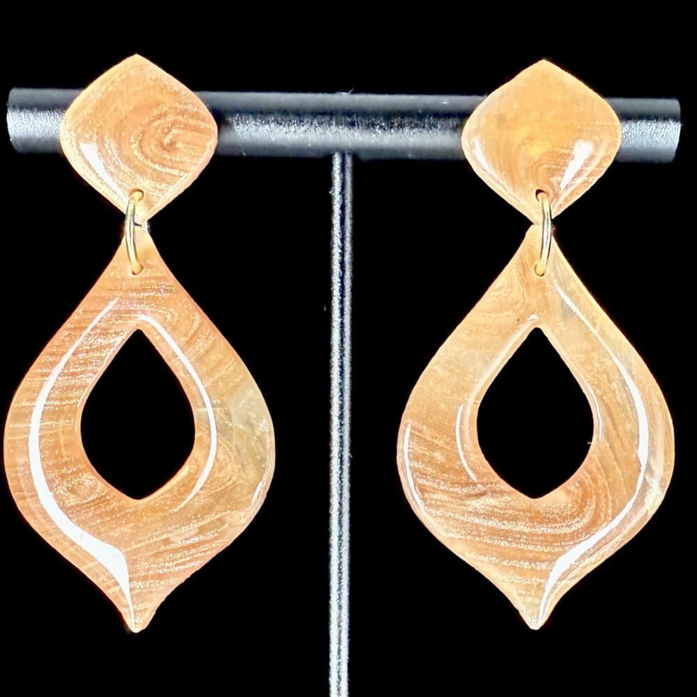 Woodgrain Open Marquise Drop Earrings