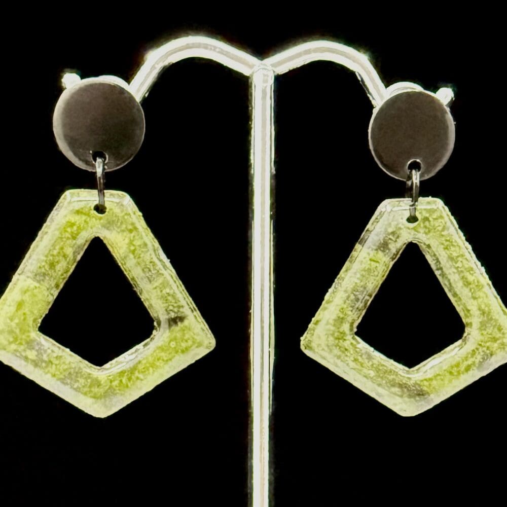 Moss Under Glass Geometric Drop Earrings