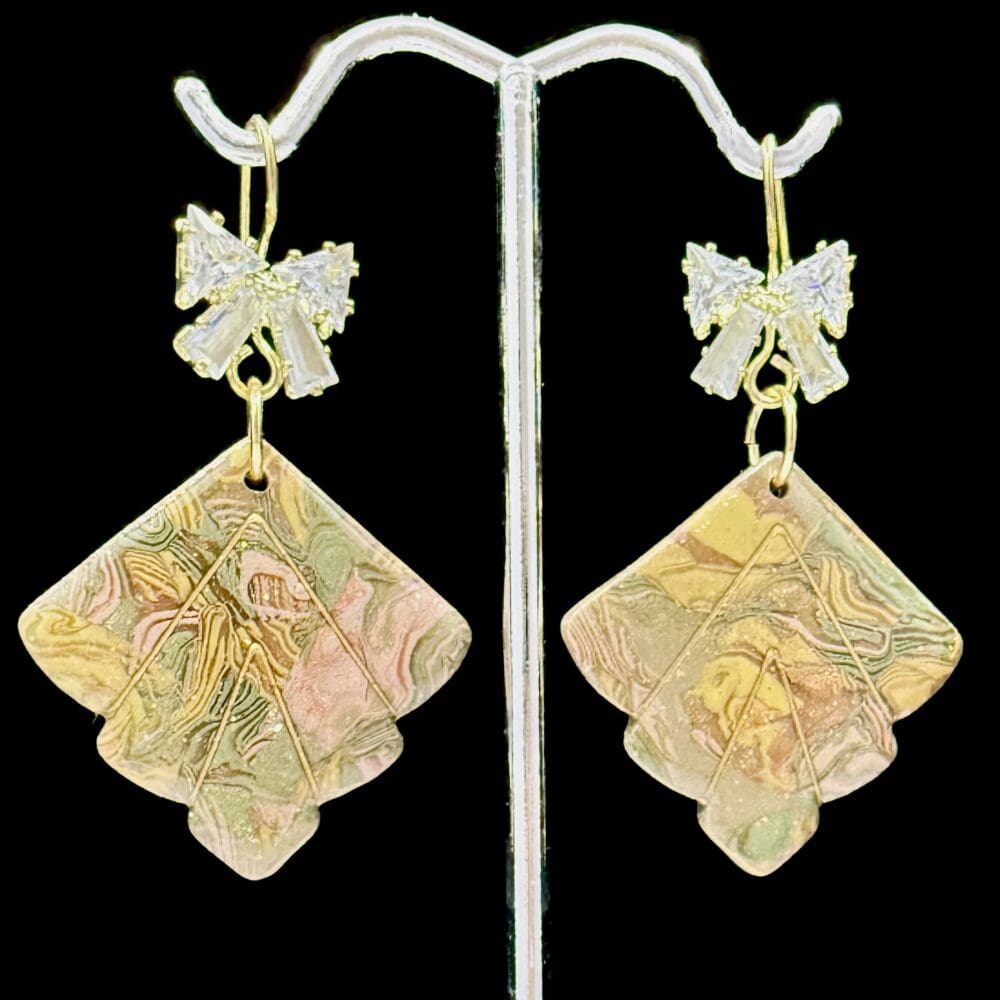 Whispered Vintage Fan With Bow Earrings