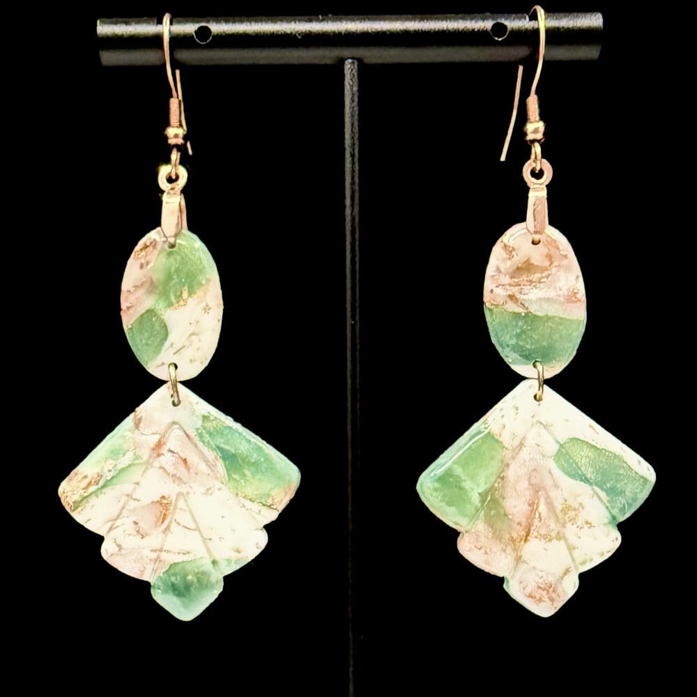 Smokey Jade Fan Dangle Earrings