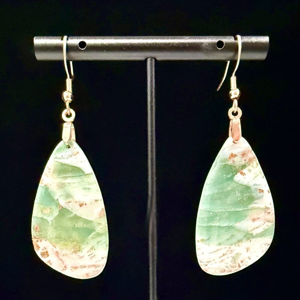 Smokey Jade Elongated Teardrop Earrings