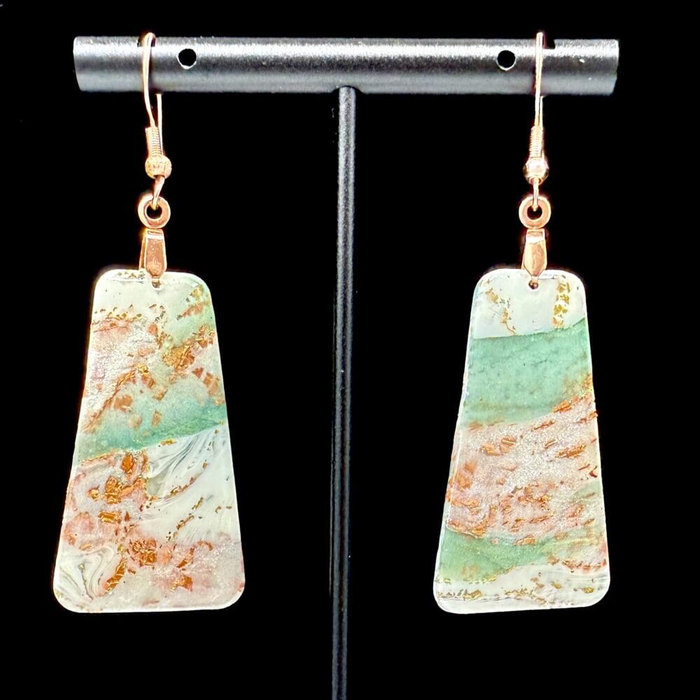 Smokey Jade Elongated Trapezoid Earrings
