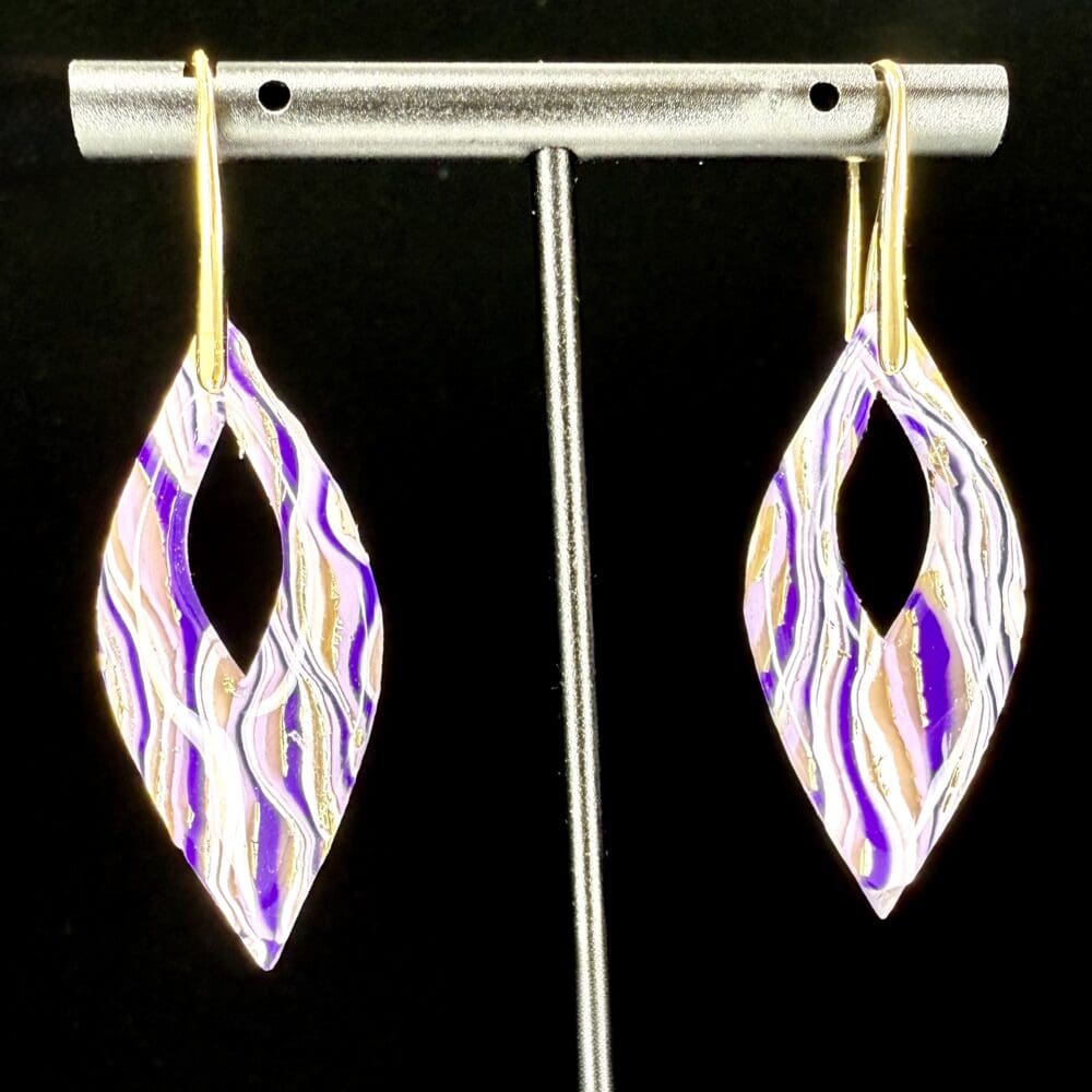 Purple Zebra Open Marquise Drop Earrings