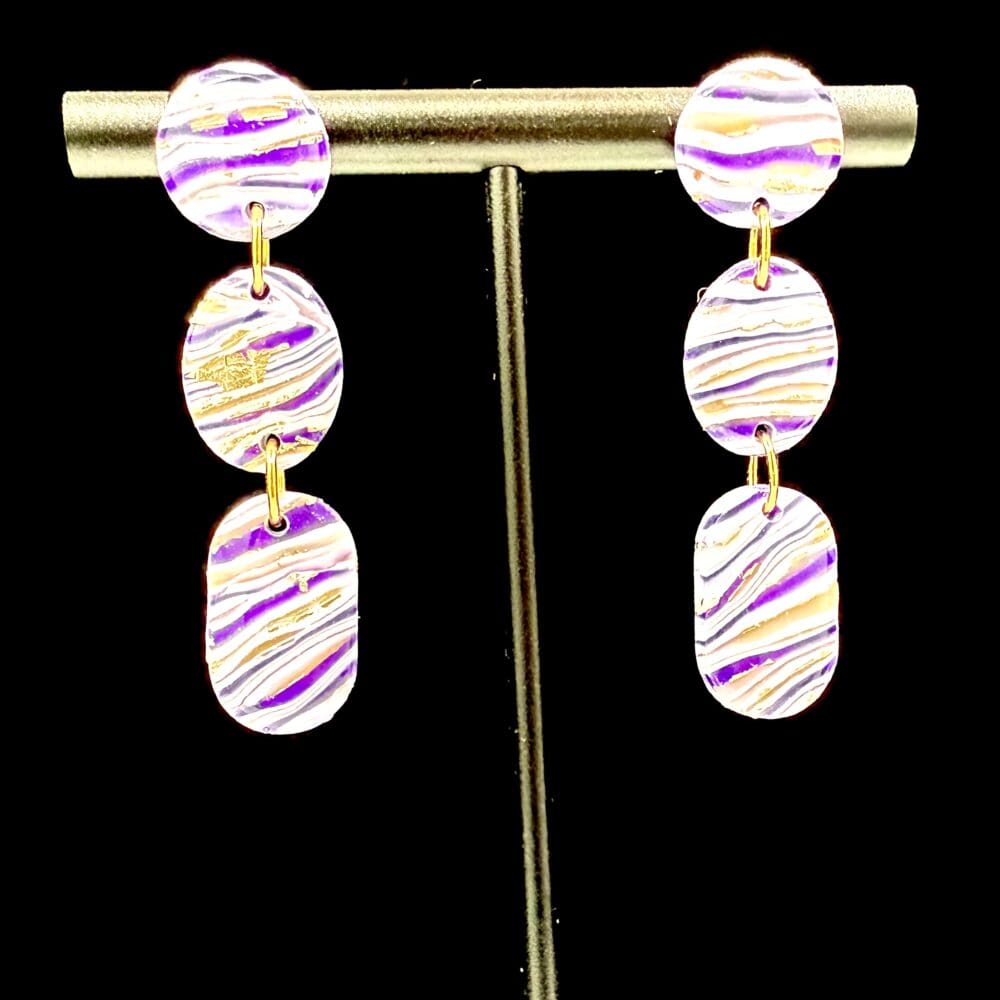 Purple Zebra Print Small Dangle Earrings