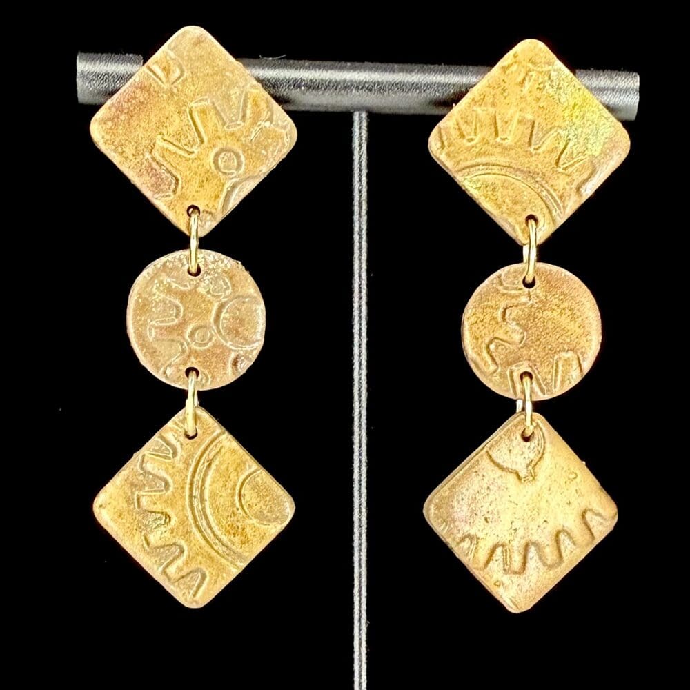 Industrial Punk Geo-Stacked Earrings