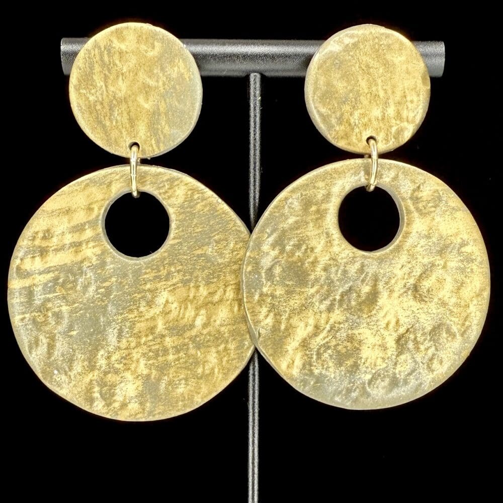 Dented Metal Large Hoop Statement Earrings
