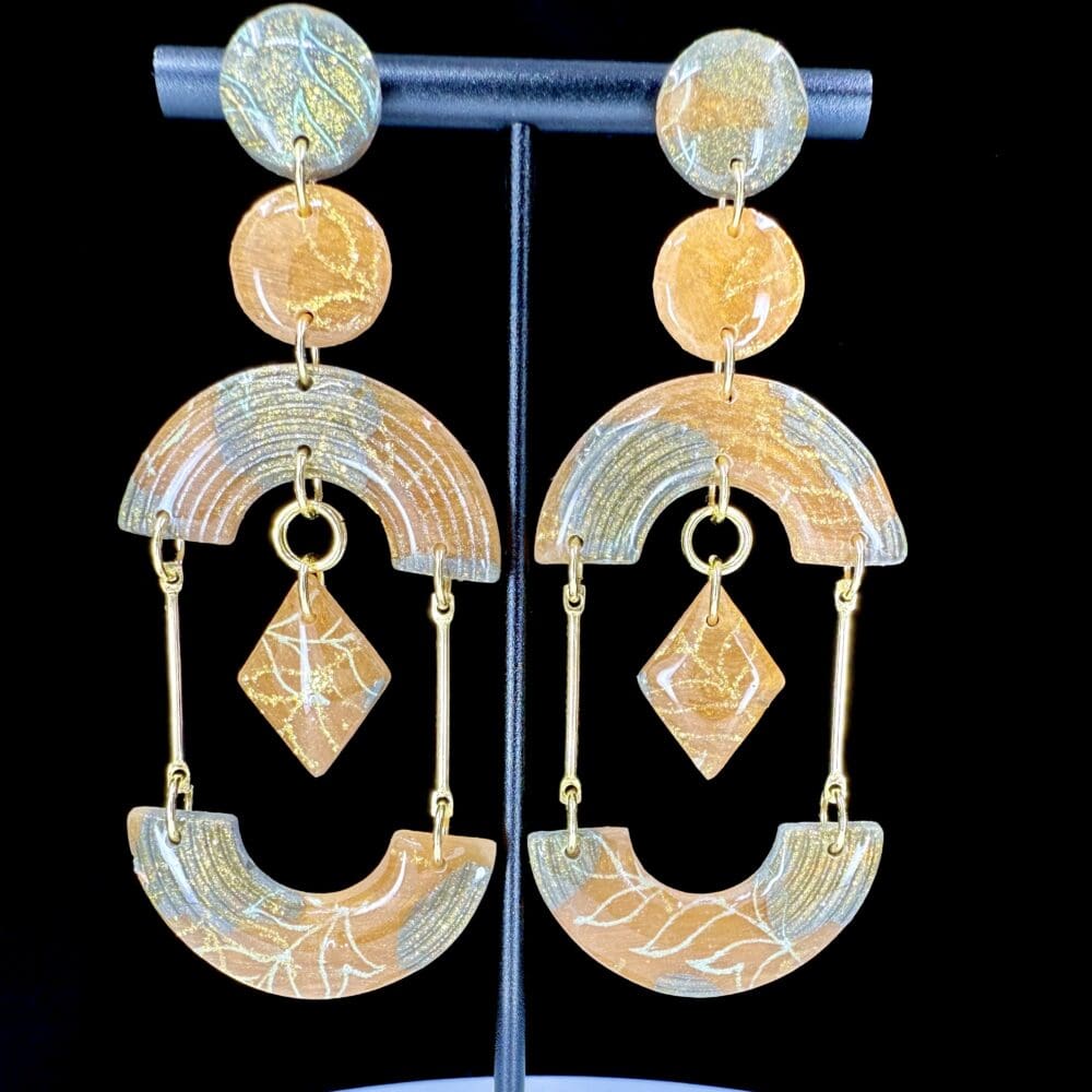 Sun-Kissed Golden Olive Chandelier Earrings