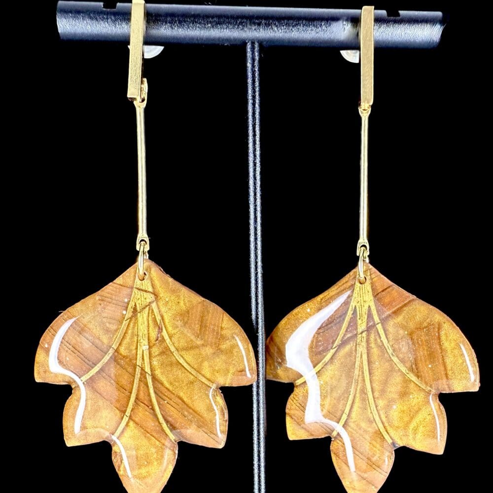 Vintage Autumn Leaf Long Dangle Earrings