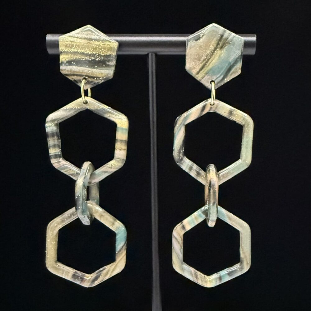 Cosmic Open Geometric Stacked Dangle Earrings