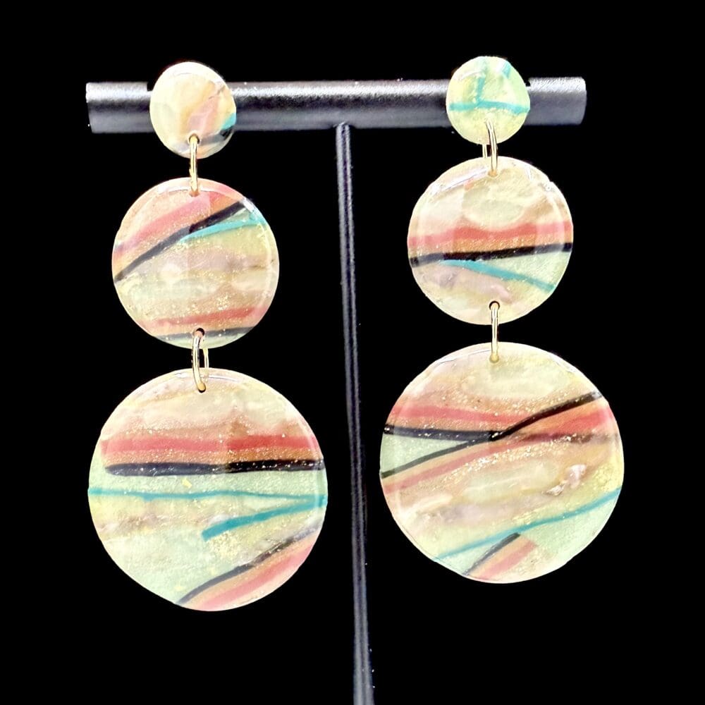 Floating Lines Triple Drop Dangle Earrings