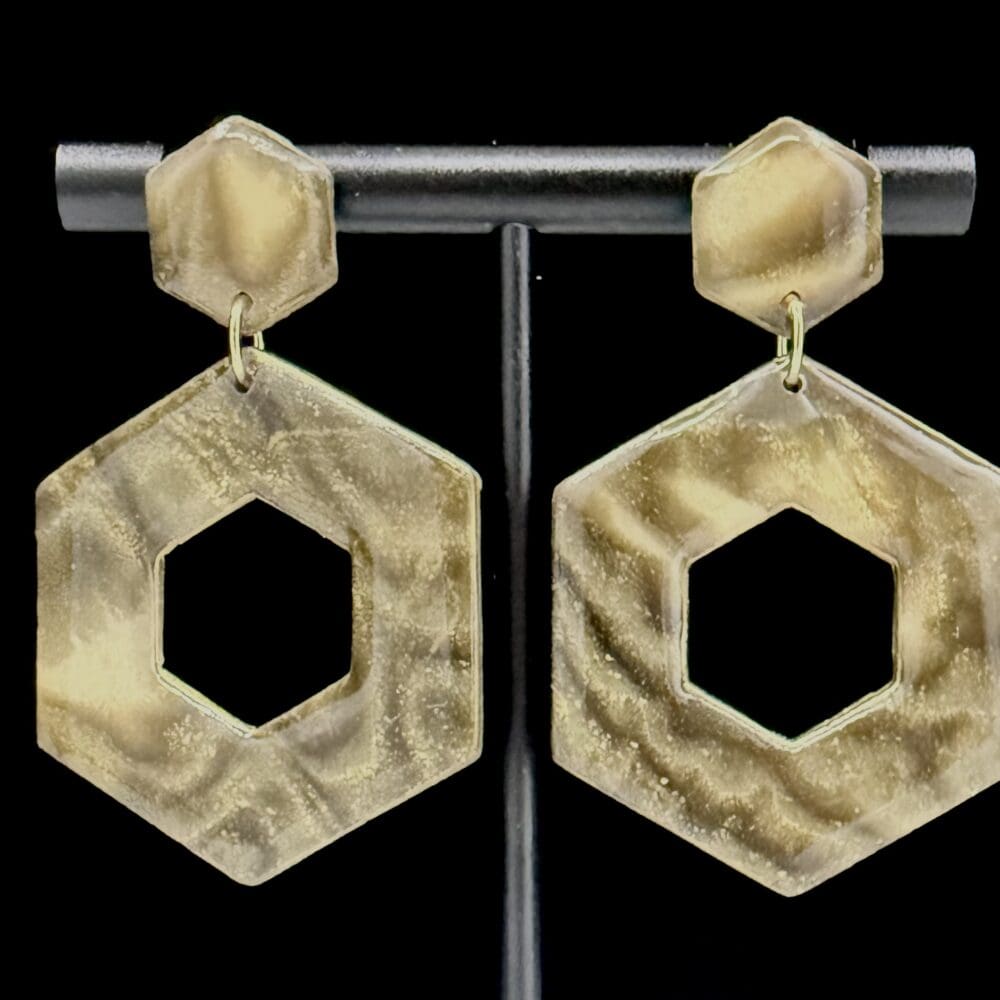 Black and Gold Geometric Drop Earrings