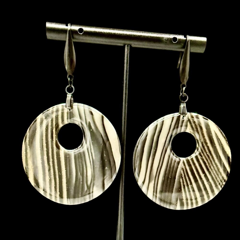 Onyx Woodgrain Large Hoop Earrings