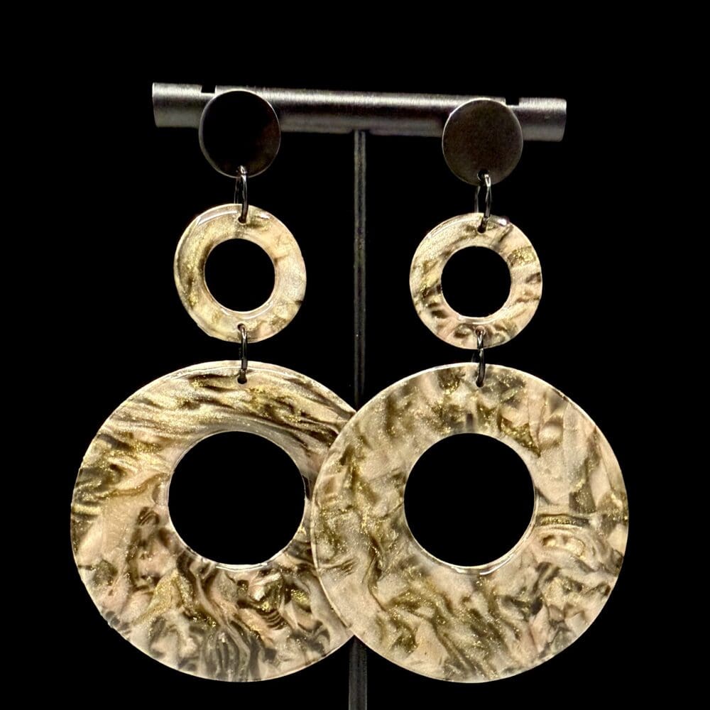 Pink Smoke Large Triple Drop Earrings