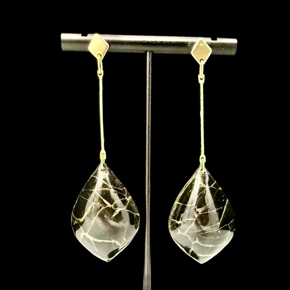 Onyx Dragon Stone Long Drop Dangle Earrings