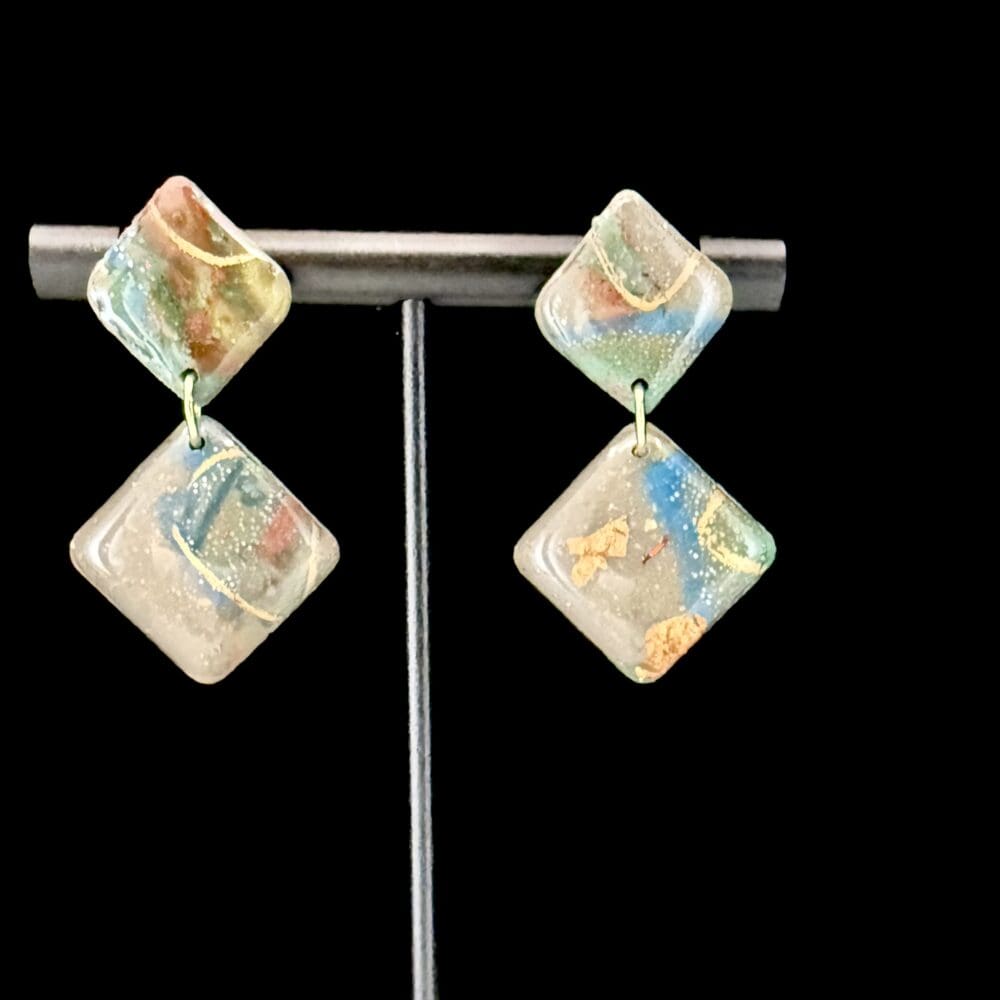 Junk Yard Art Small Double Drop Diamond Earrings