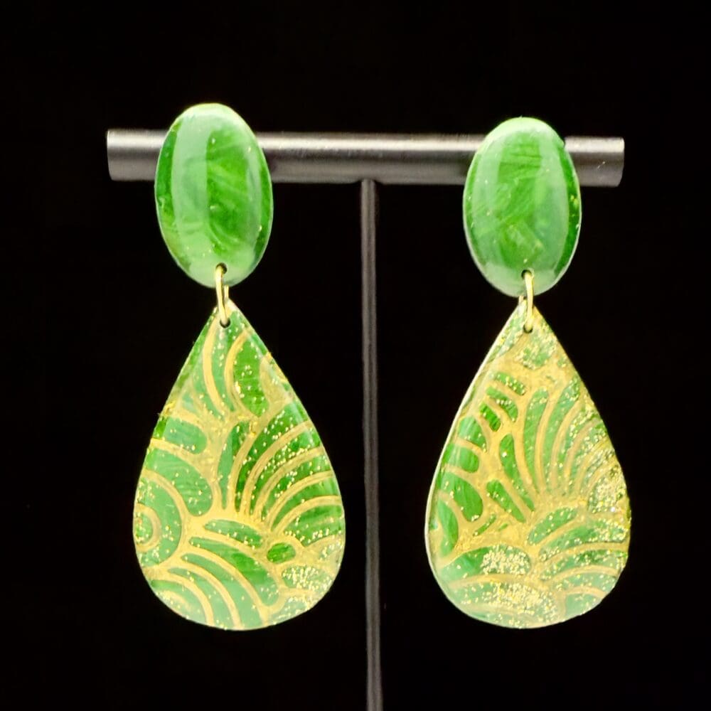 Emerald City Art Deco Teardrop Earrings
