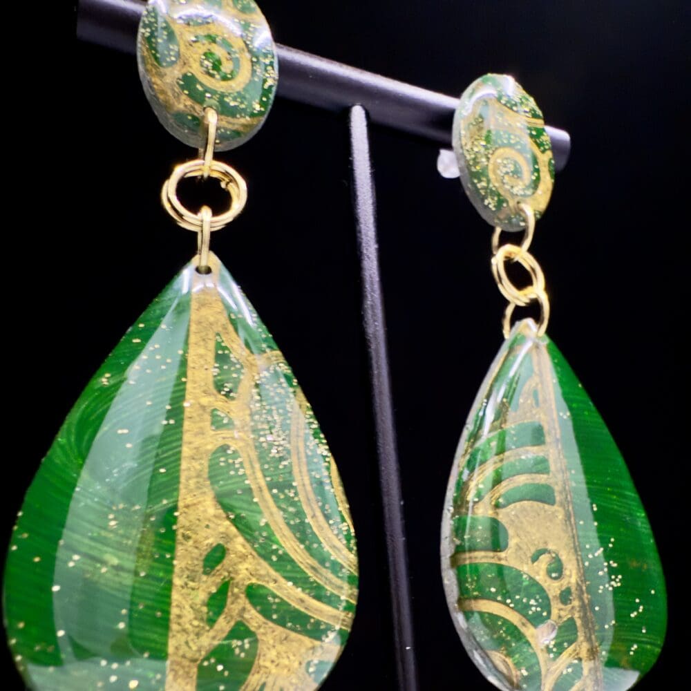 Emerald City Art Deco Teardrop Earrings 2