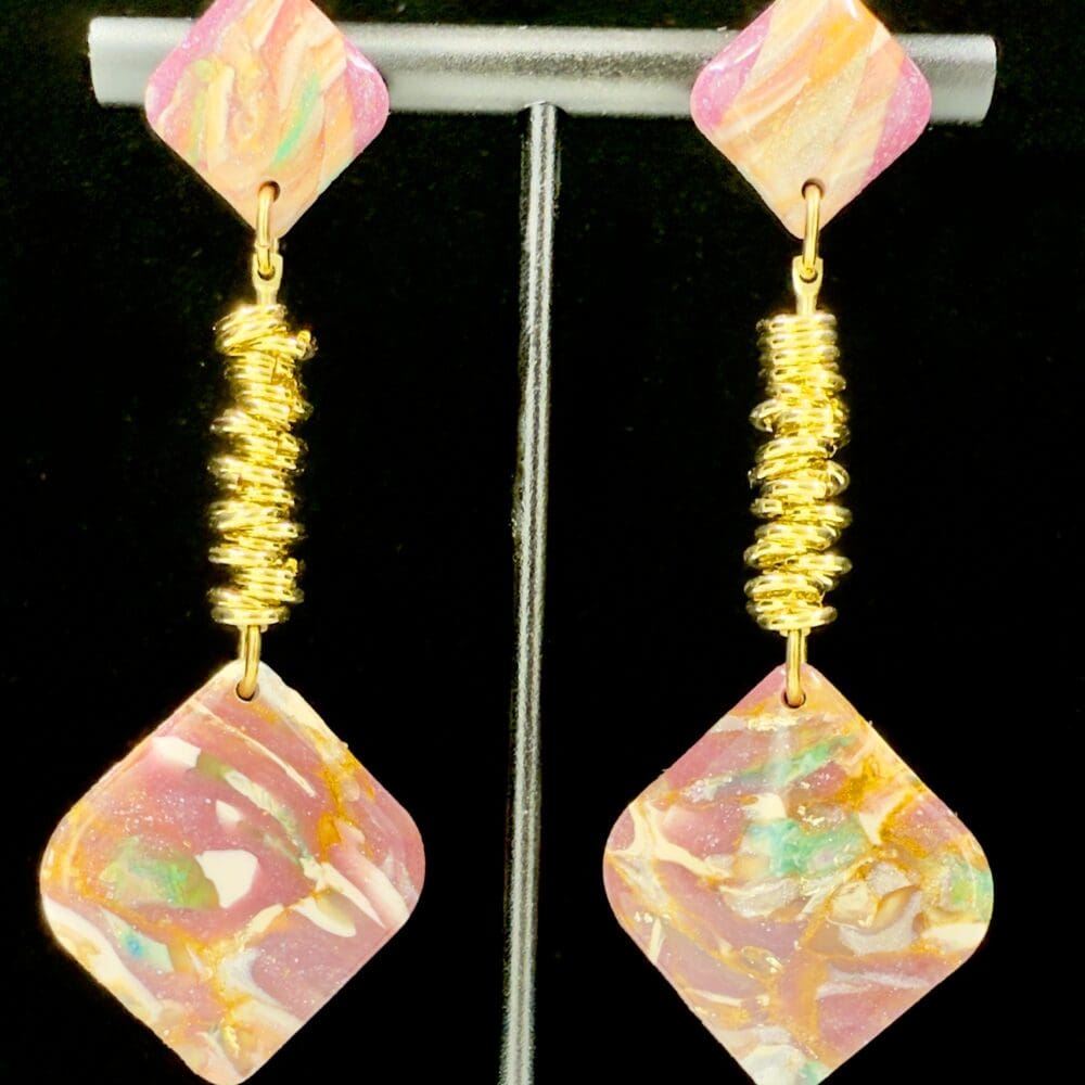 Molten Romance Square Diamond Statement Earrings