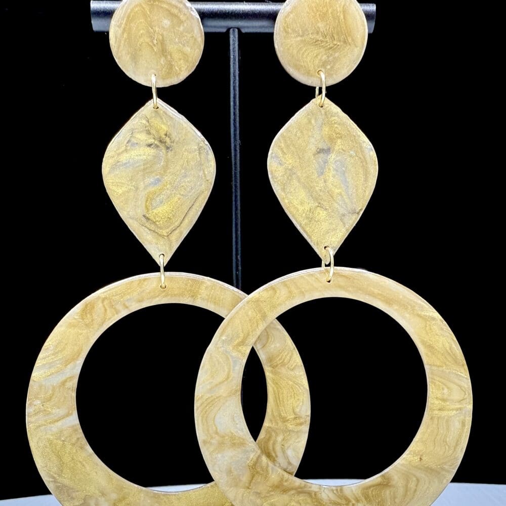 Golden Translucency Geometric Statement Earrings