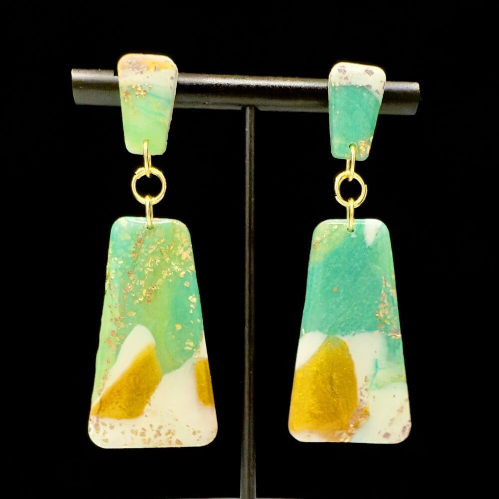 Verdant Tides Elongated Trapezoid Earrings