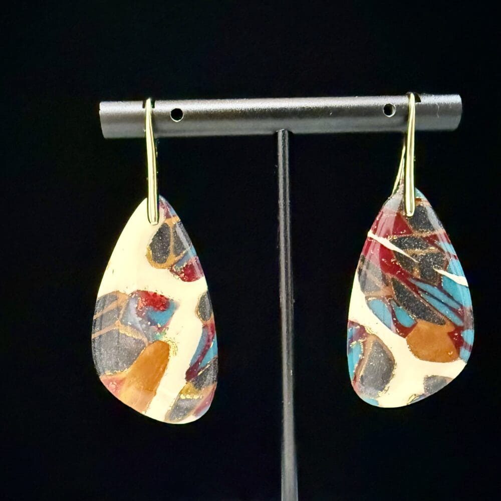 Molten Mosaic Elongated Teardrop Earrings 2
