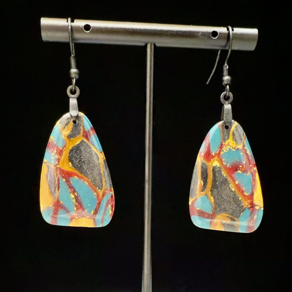 Molten Mosaic Rounded Trapezoid Earrings