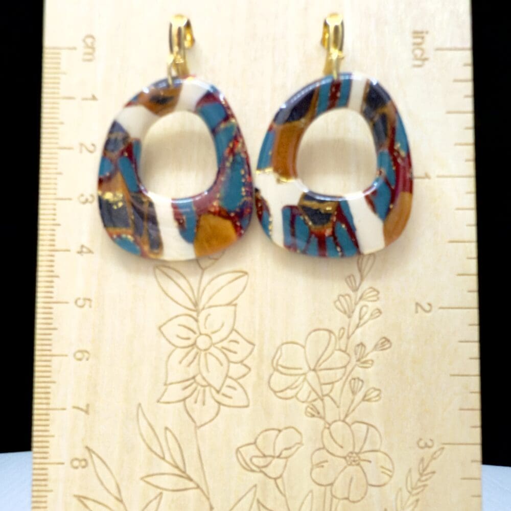 Molten Mosaic Modern Shape Drop Earrings