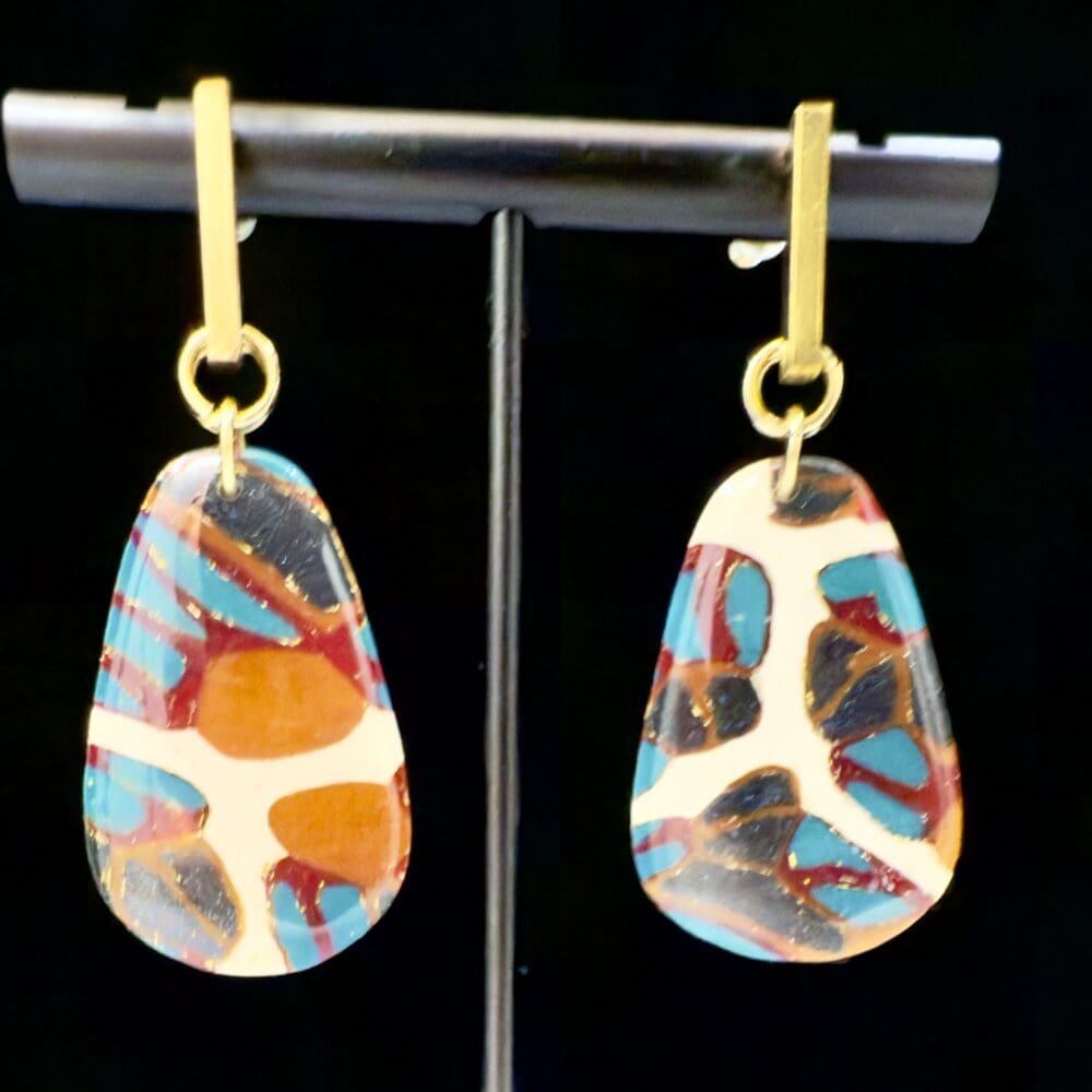 Molten Mosaic Freeform Drop Earrings